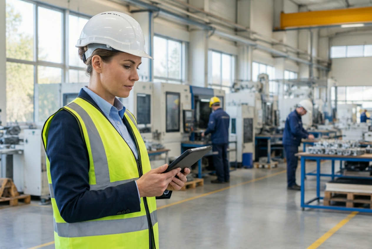 Responsabile RSPP che monitora i lavori in azienda con NextHSE